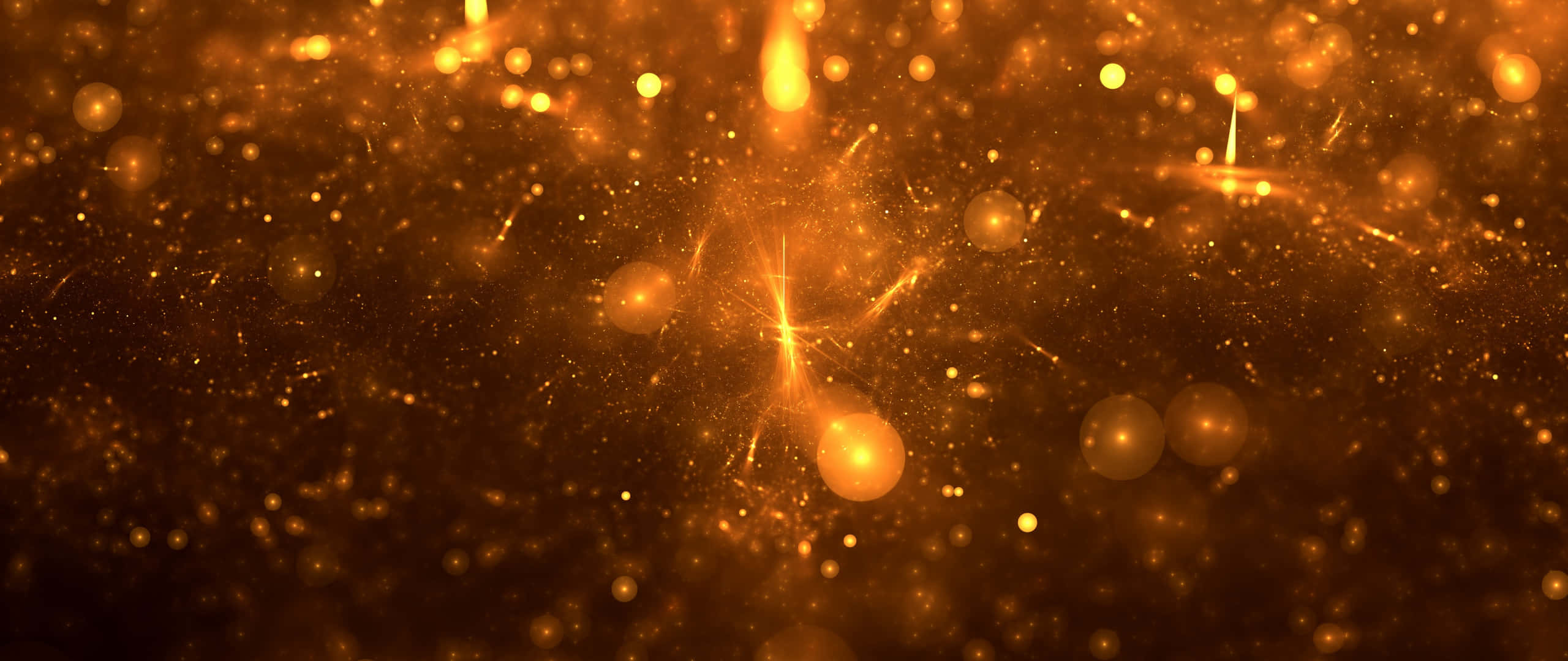 Orange Abstract Art, 2560x1080, Golden particles, 2K Desktop Wallpaper
