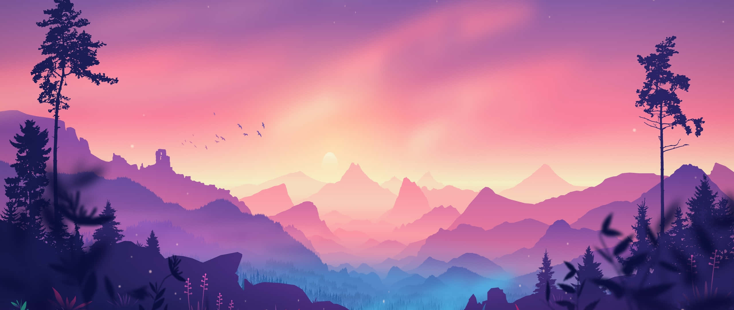 Art 2560x1080, sunset, purple, 2K Desktop Wallpaper