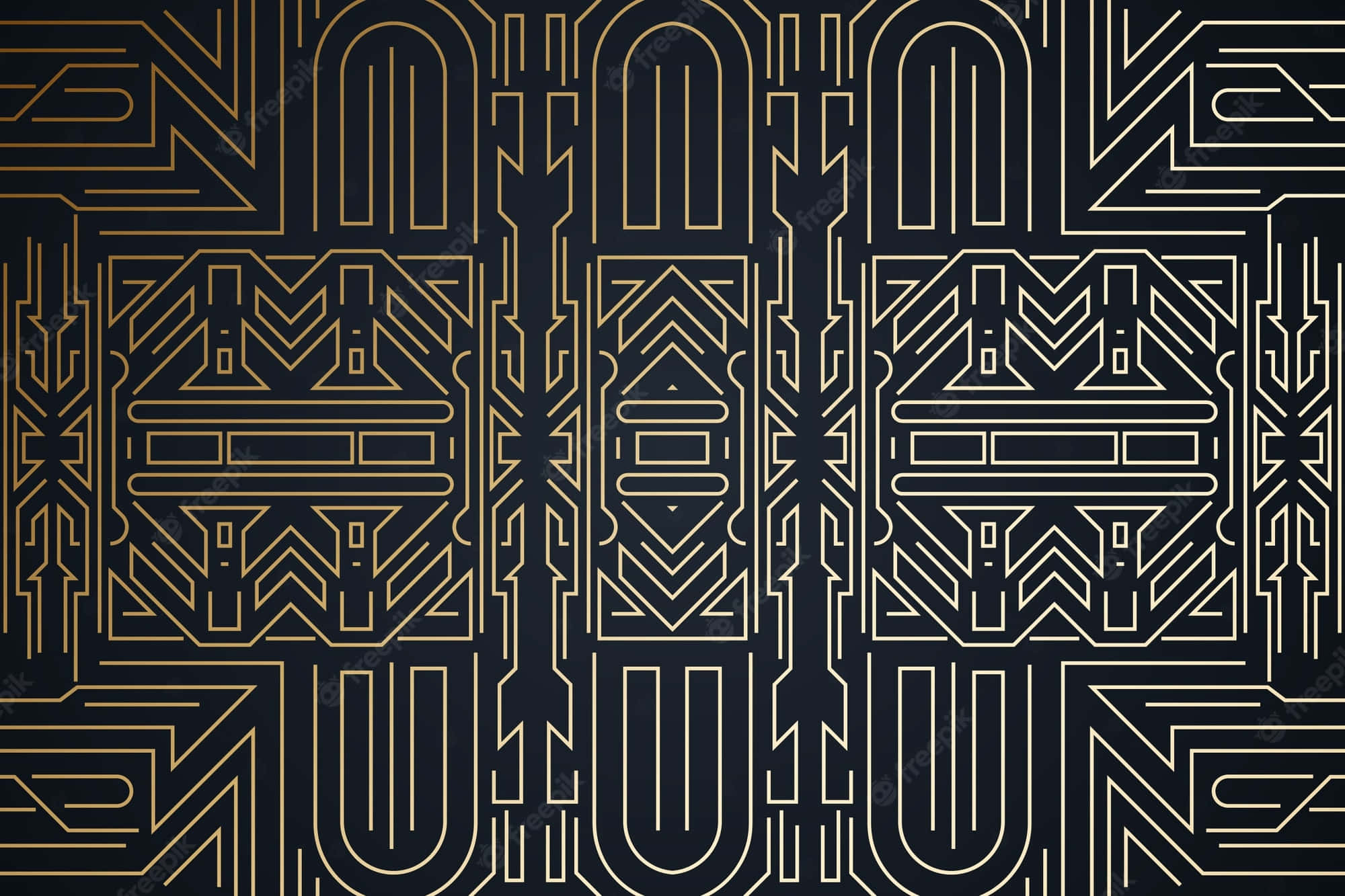gold, black, deco pattern, Full HD Desktop Wallpaper