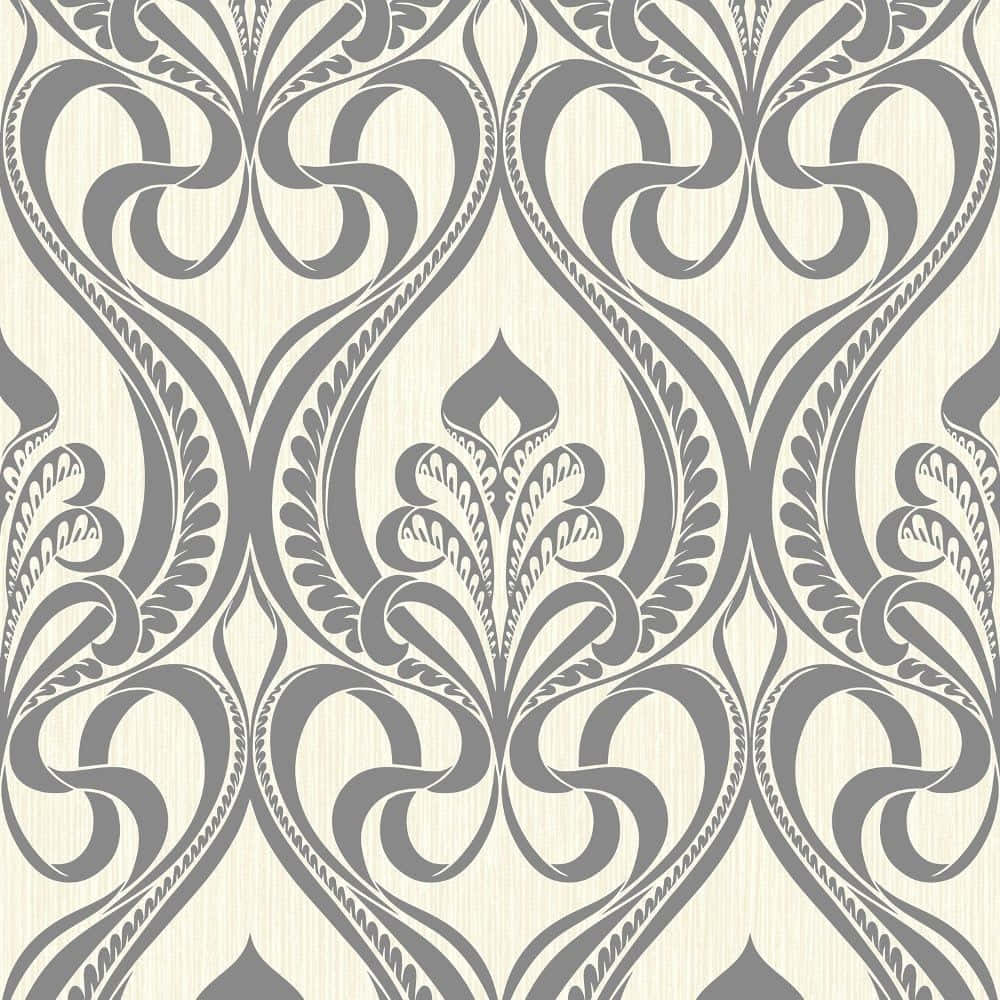 Art Deco computer, gray damask pattern, cream background, SD Desktop Wallpaper
