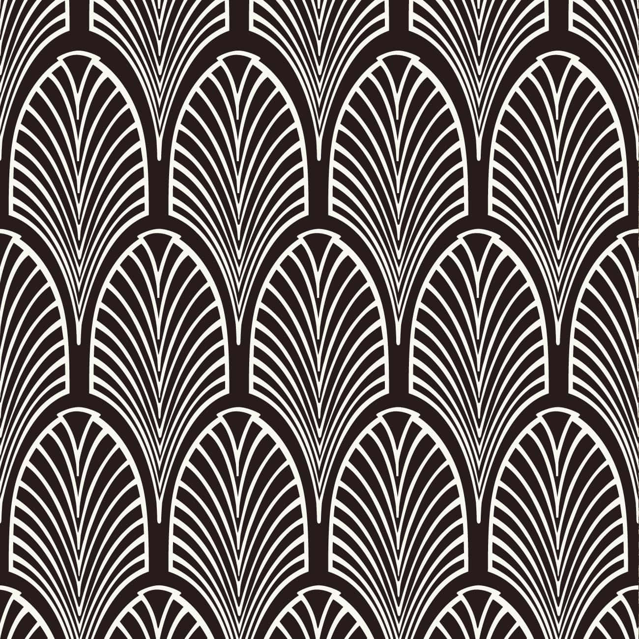 Art Deco, black and white, geometric fan pattern, HD Desktop Wallpaper