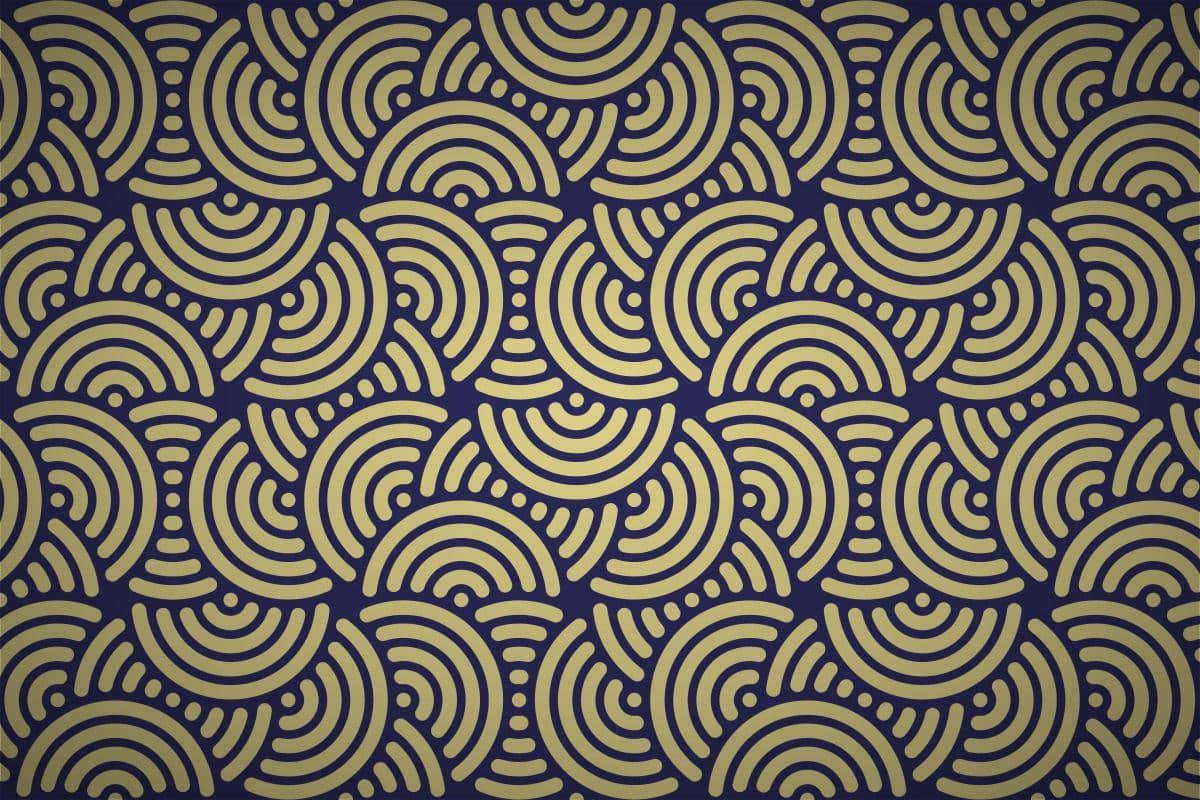 Art Deco style, gold concentric arcs, deep blue background, SD Desktop Wallpaper