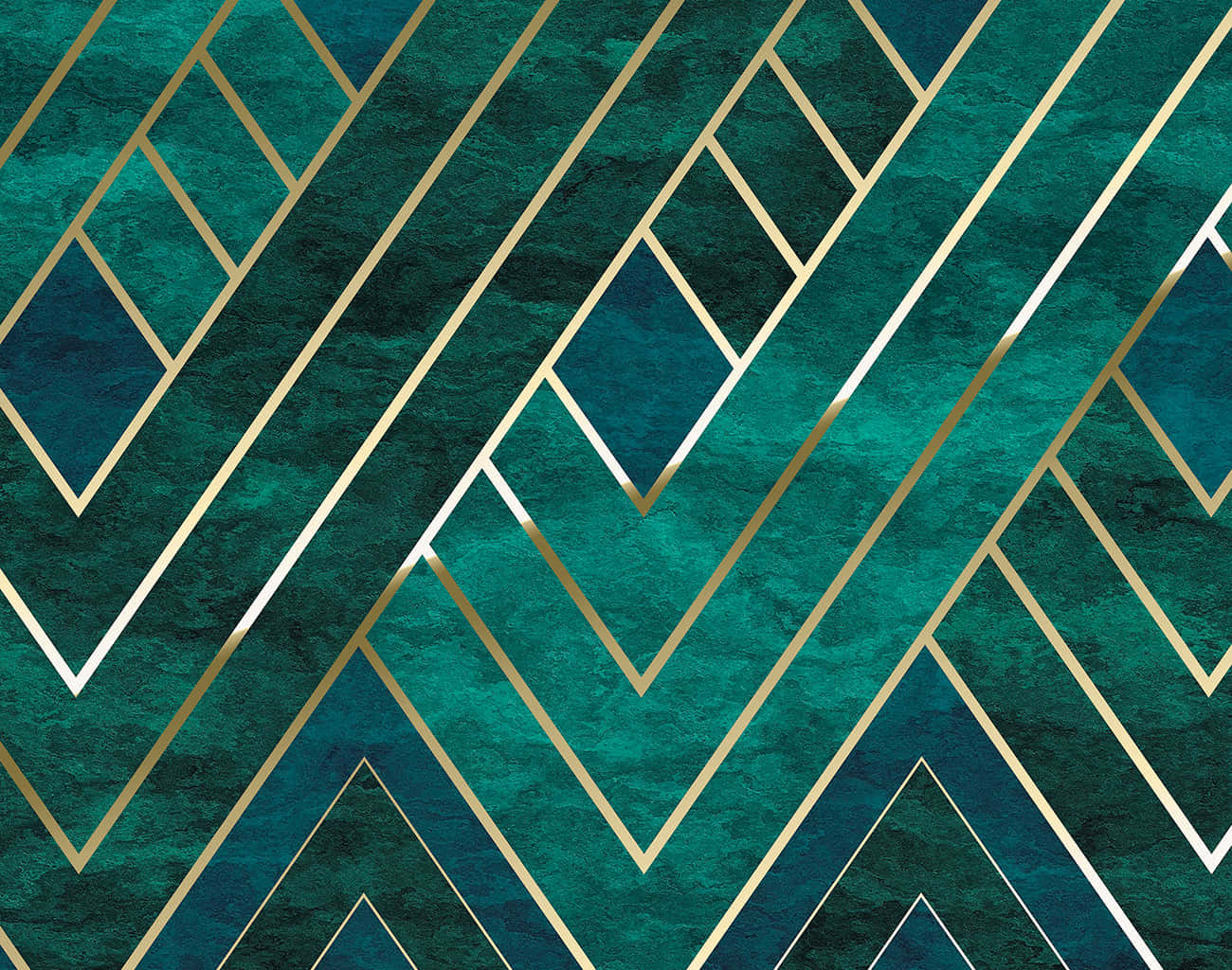 teal, gold, geometric chevron patterns, HD Desktop Wallpaper