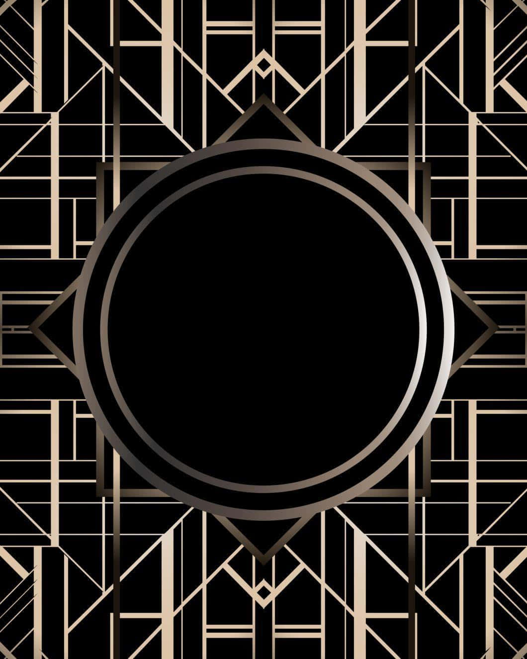 Art Deco Computer, gold geometric lines, black background, HD Phone Wallpaper