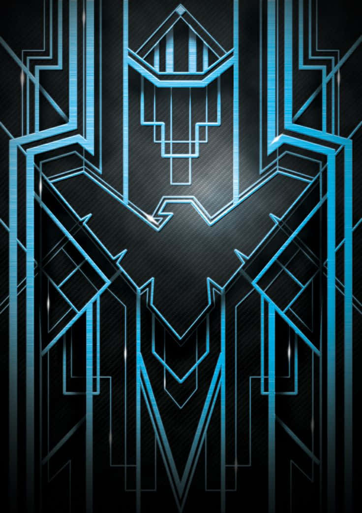 Art Deco iPhone, blue mosaic, geometric bat symbol, SD Phone Wallpaper