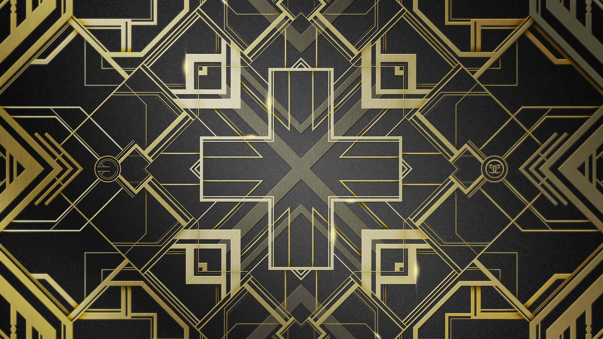 Art Deco iPhone, geometric gold patterns, central cross, Full HD Desktop Wallpaper
