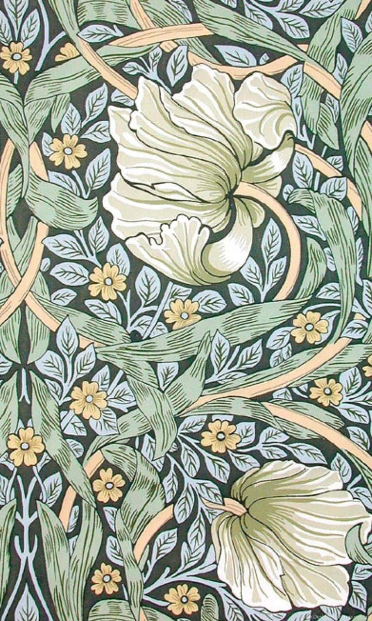 Art Deco, iPhone, creamy white flowers, HD Phone Wallpaper