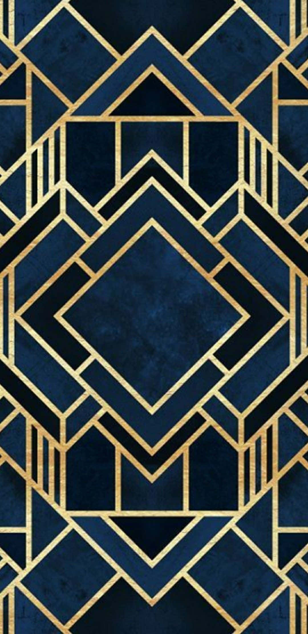 Art Deco iPhone, blue, gold, Full HD Phone Wallpaper