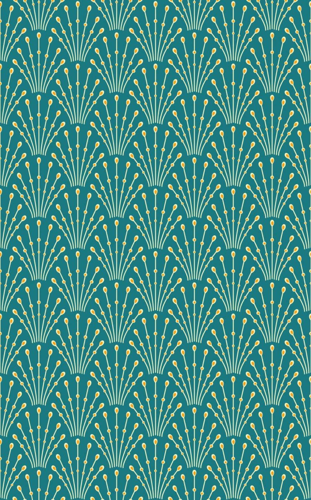 Art Deco iPhone, gold finish, teal background, HD Phone Wallpaper