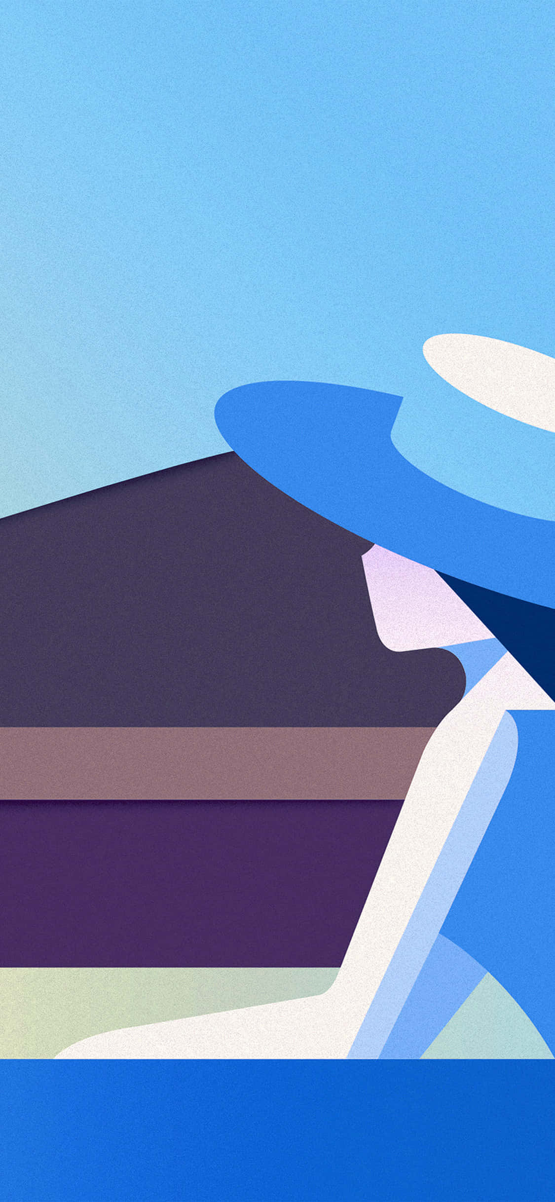 Art Deco iPhone, blue hat, gradient blue background, Full HD Phone Wallpaper