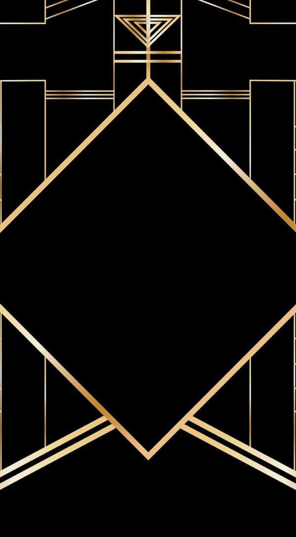 Art Deco, gold lines, black background, SD Phone Wallpaper