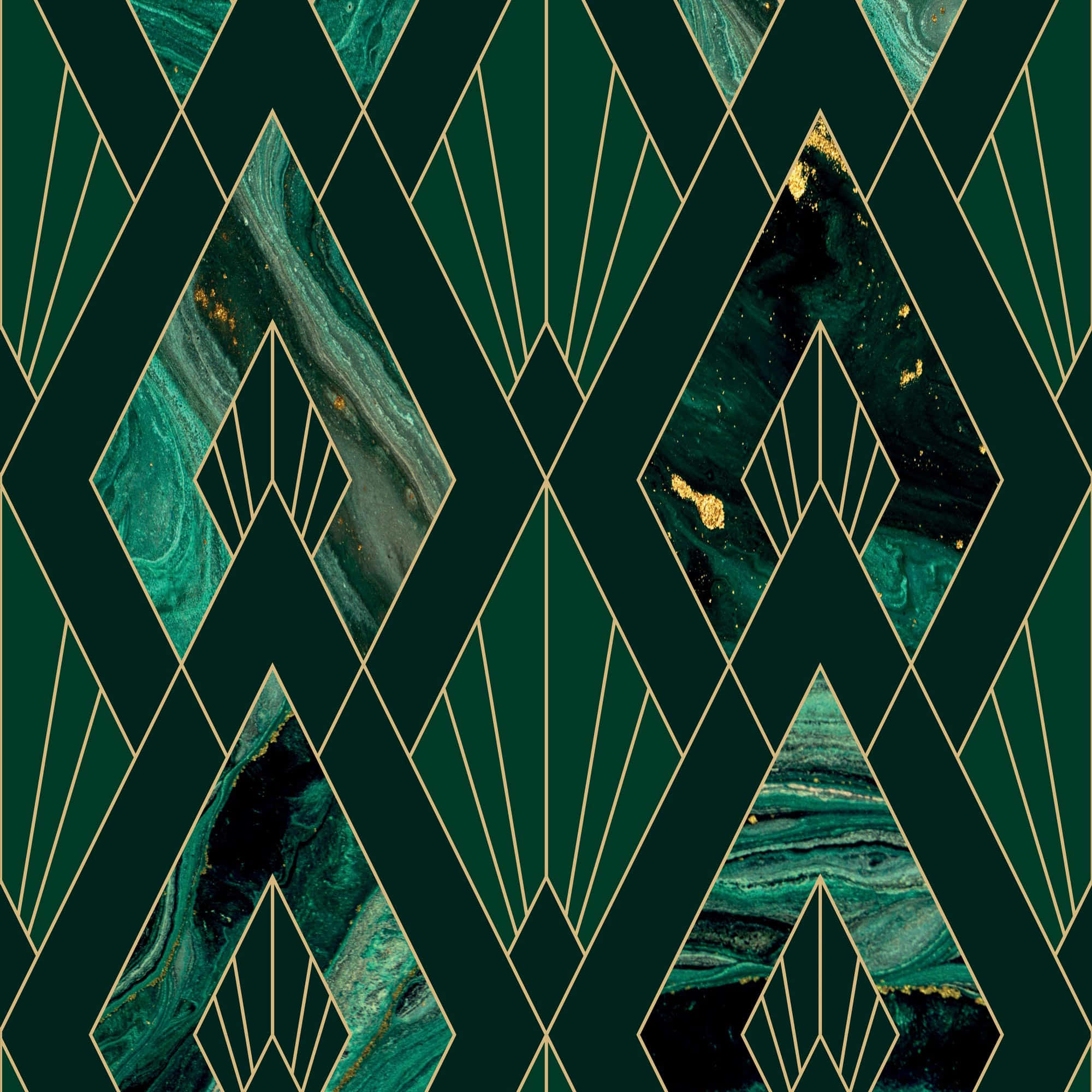 Art Deco iPhone, teal marble, gold lines, Full HD Desktop Wallpaper
