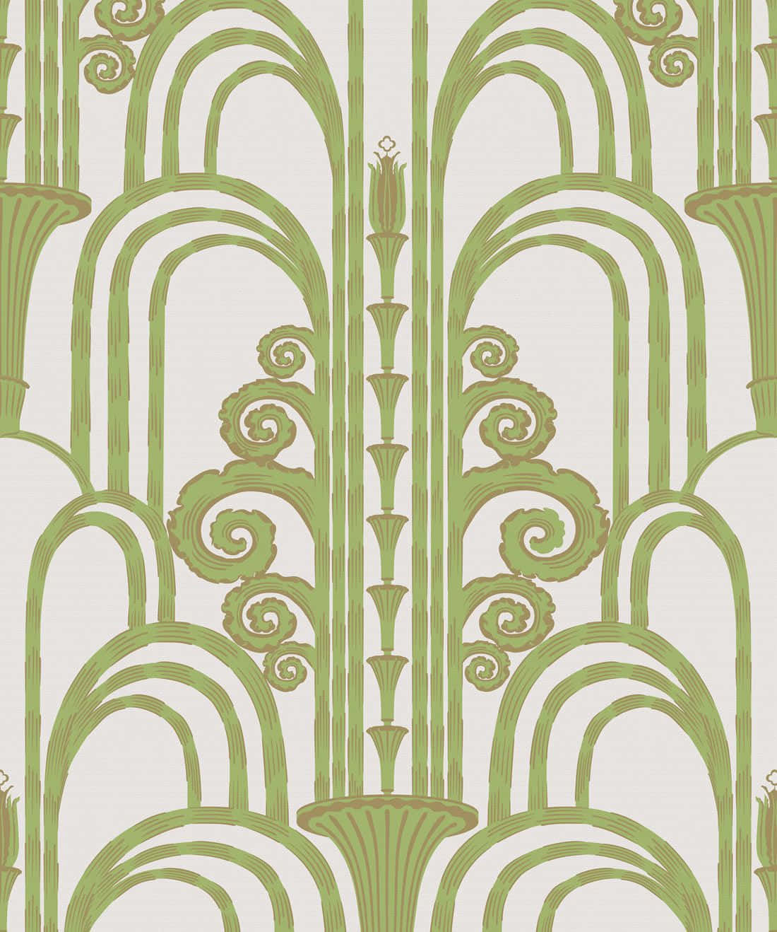 Art Deco iPhone, green, symmetrical swirling patterns, HD Phone Wallpaper