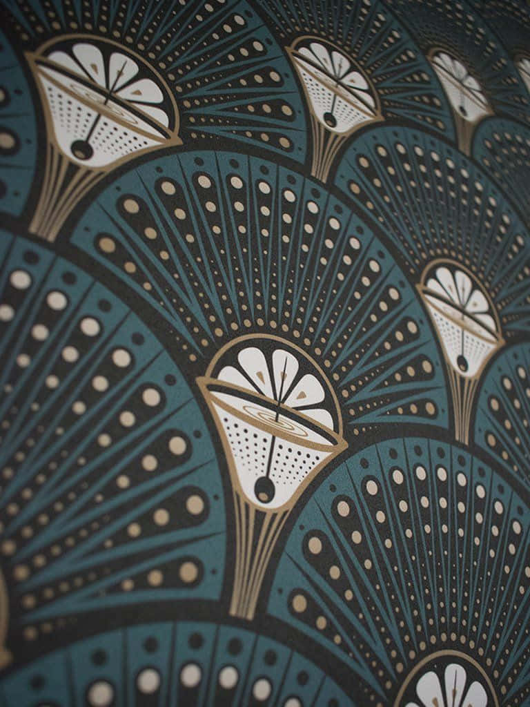 Art Deco iPhone, teal, gold, SD Phone Wallpaper