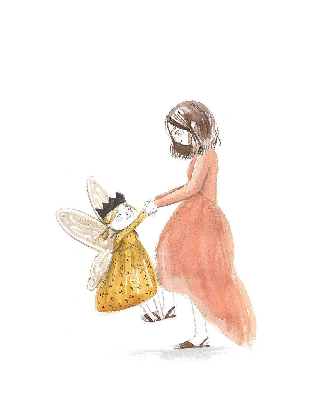 mom, daughter, fairy, HD Phone Wallpaper