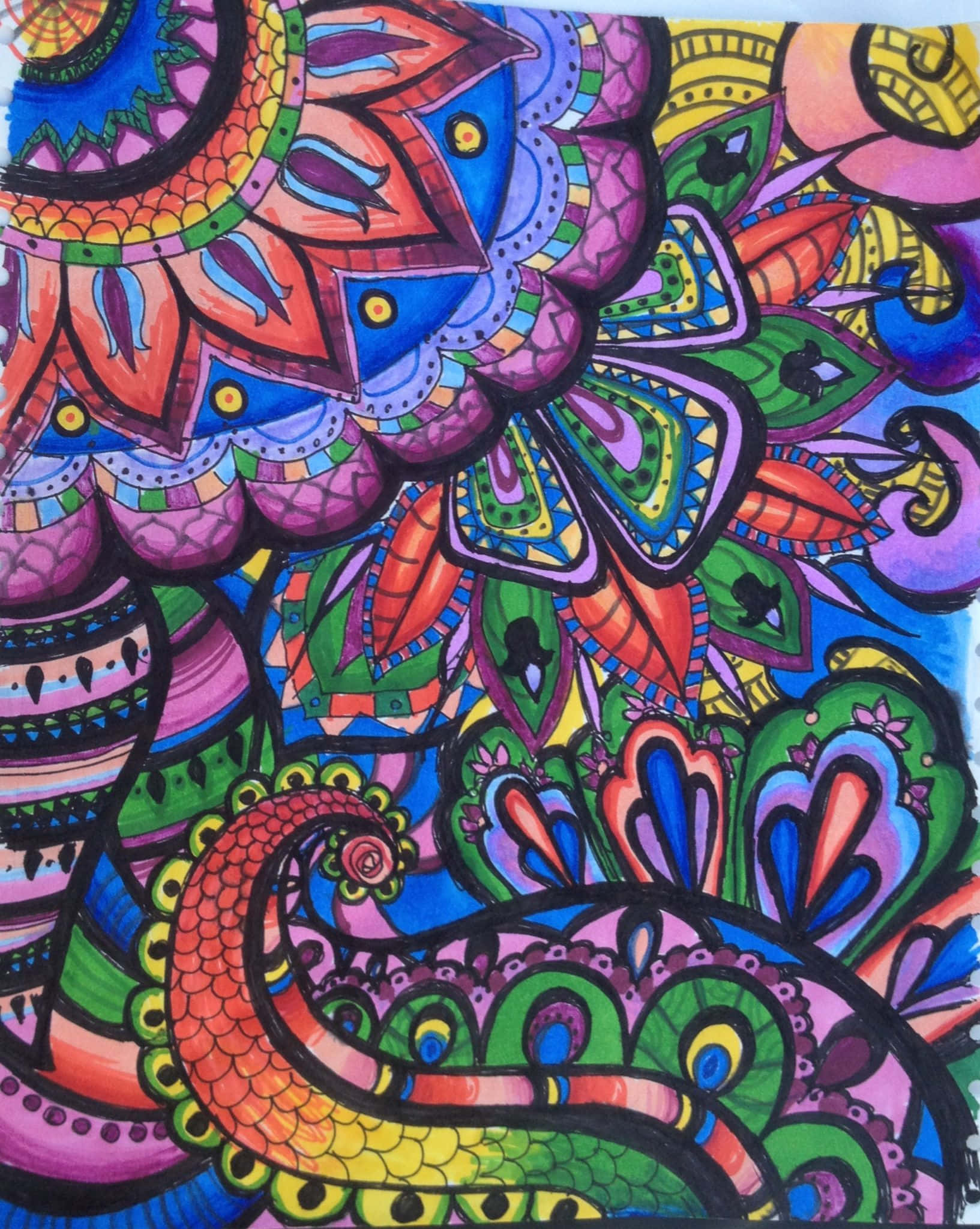 permanent marker, stained glass artwork, bold black ink, Full HD Phone Wallpaper