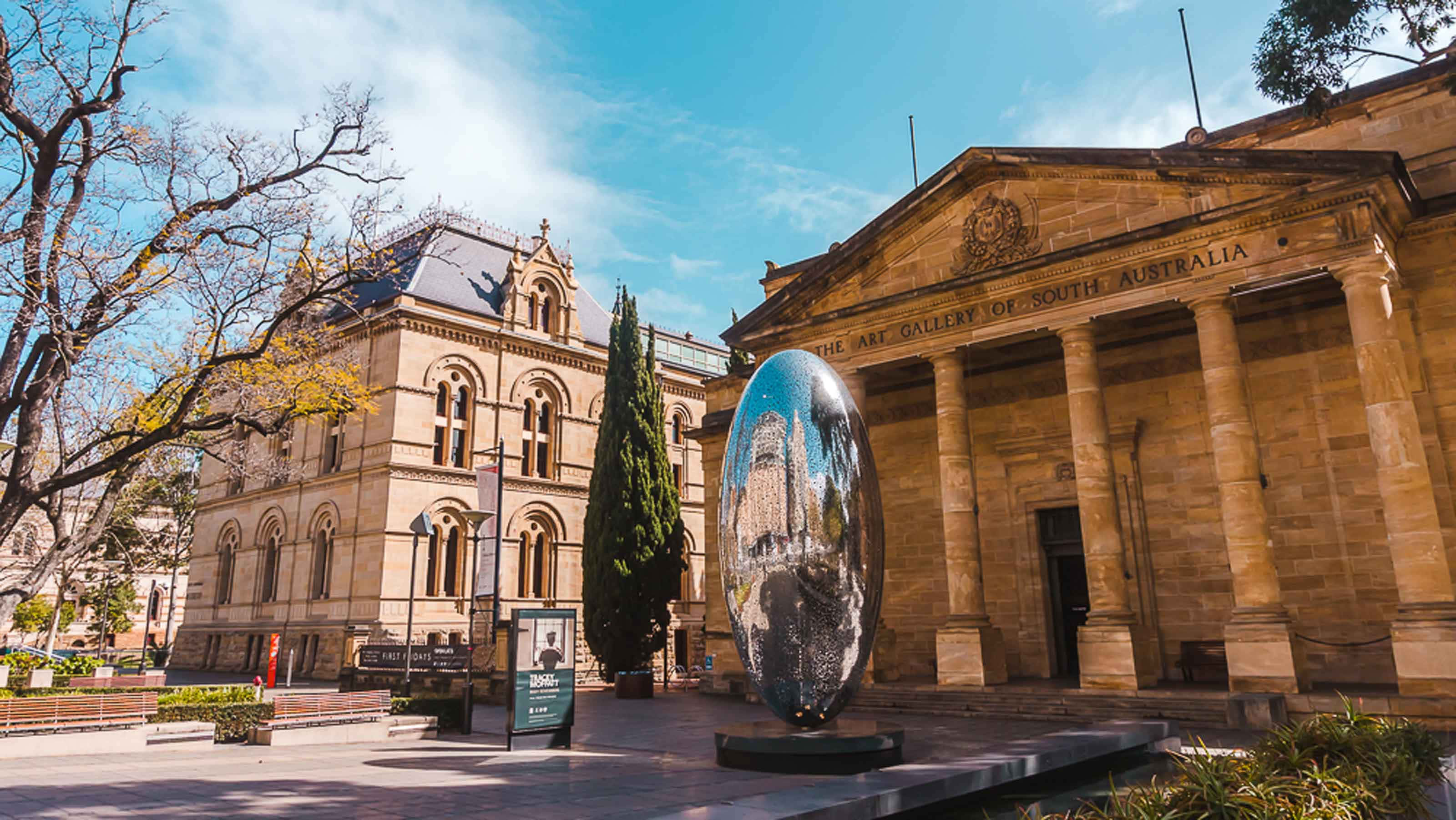 Art Gallery Of South Australia, stone gallery building, columns, 2K Desktop Wallpaper