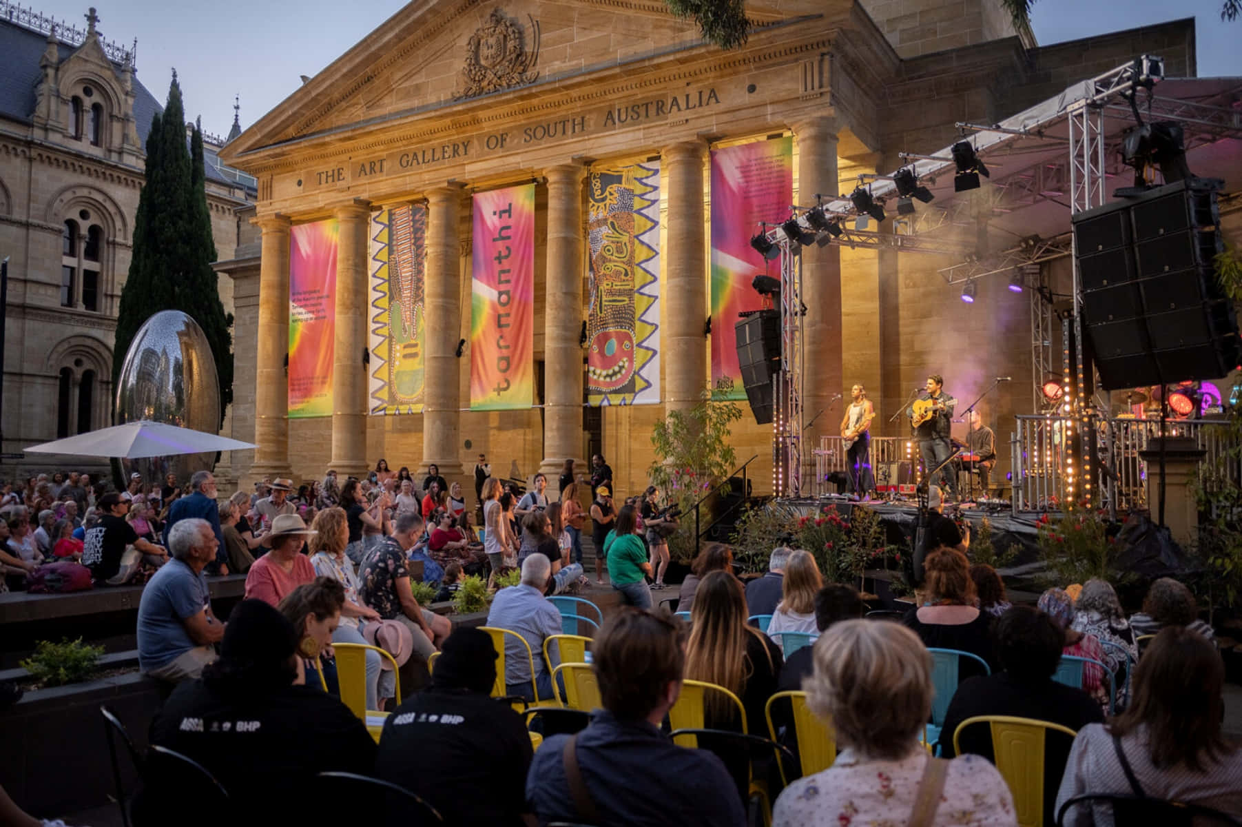 Art Gallery of South Australia, dusk, outdoor concert, HD Desktop Wallpaper