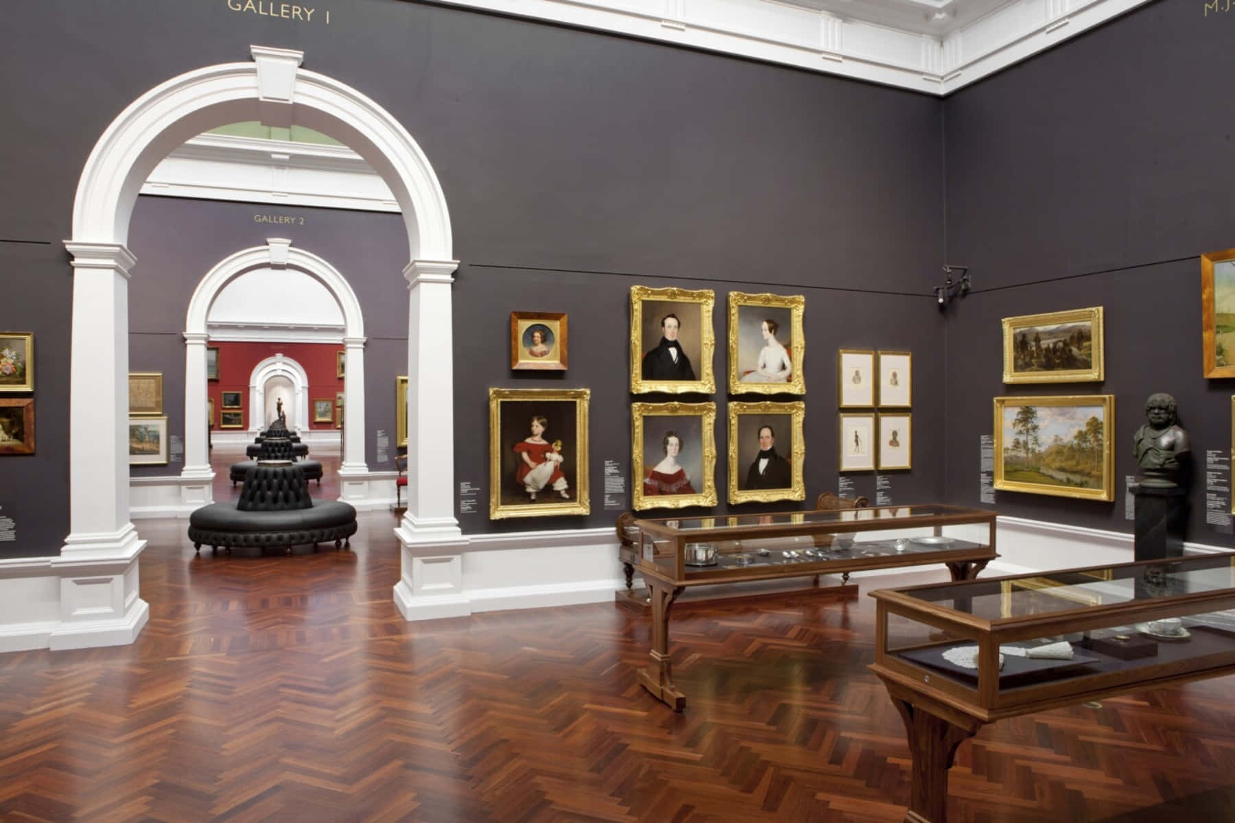 Art Gallery Of South Australia, dark walls, gold-framed portraits, HD Desktop Wallpaper