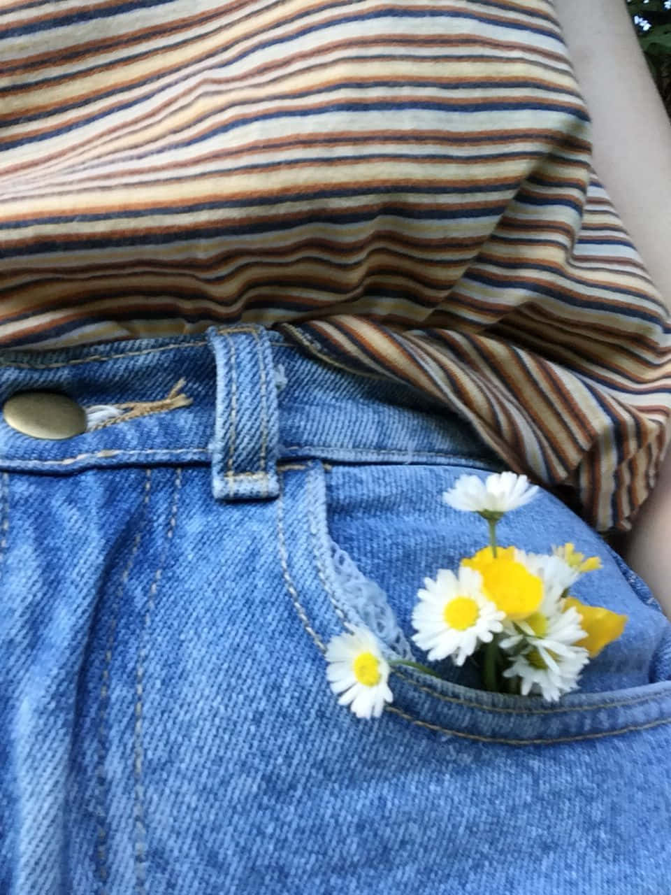 Art Hoe Aesthetic, denim jeans, daisies, HD Phone Wallpaper
