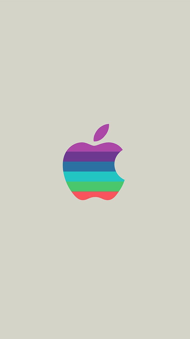 colorful apple logo, rainbow striped, muted beige background, HD Phone Wallpaper