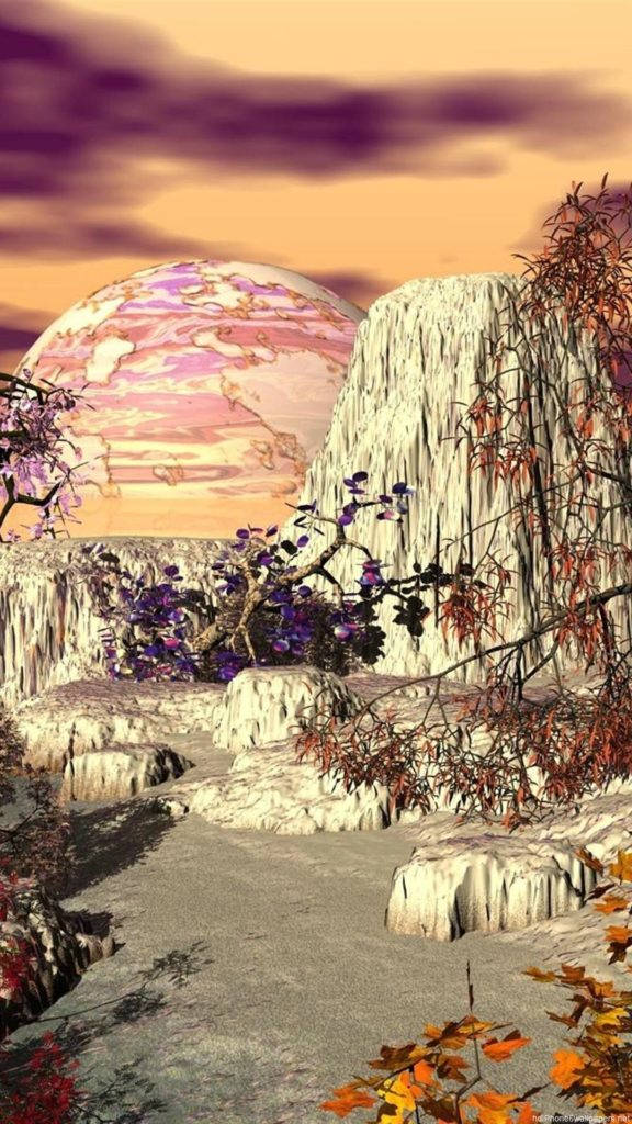 Bewitching Pink Moon Art iPhone, pink planet, twilight sky, SD Phone Wallpaper