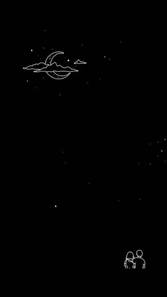 Black Aesthetic iPhone, crescent moon, stars, SD Phone Wallpaper