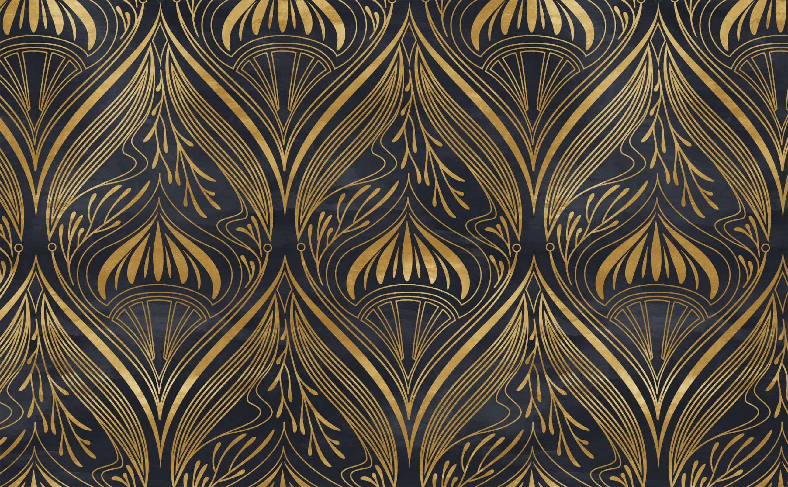 Art Nouveau, gold, black, 2K Desktop Wallpaper