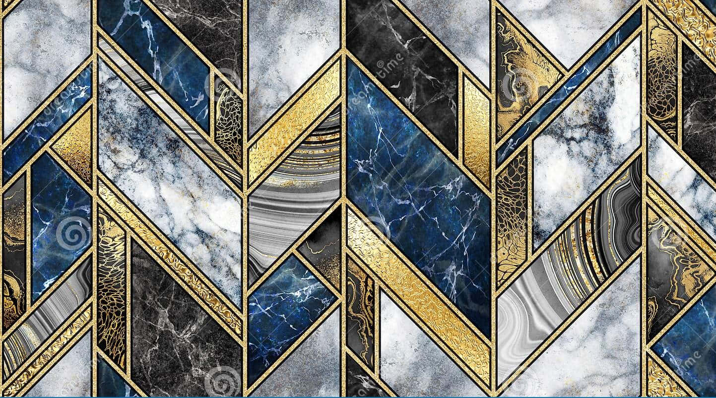 blue, gold, marble, HD Desktop Wallpaper