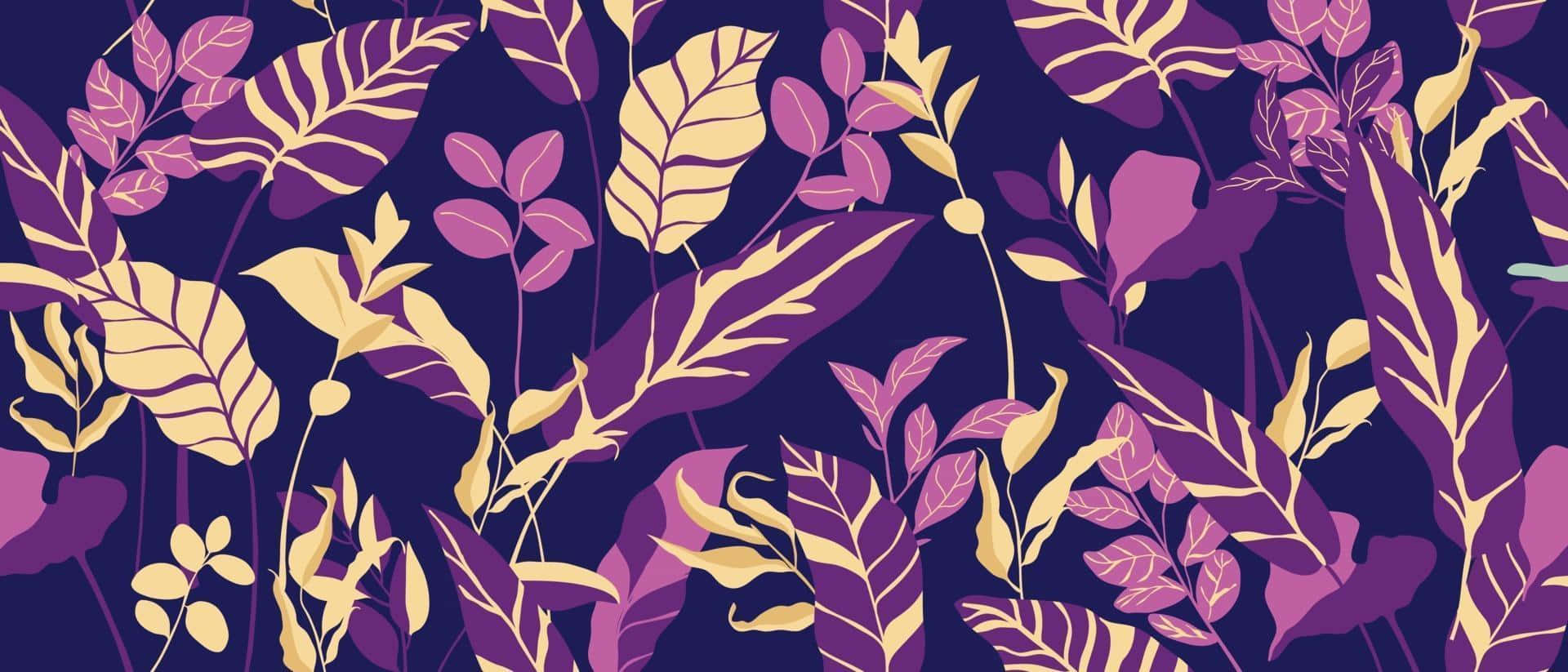 Art Nouveau, vibrant purple, gold leaf, Full HD Desktop Wallpaper