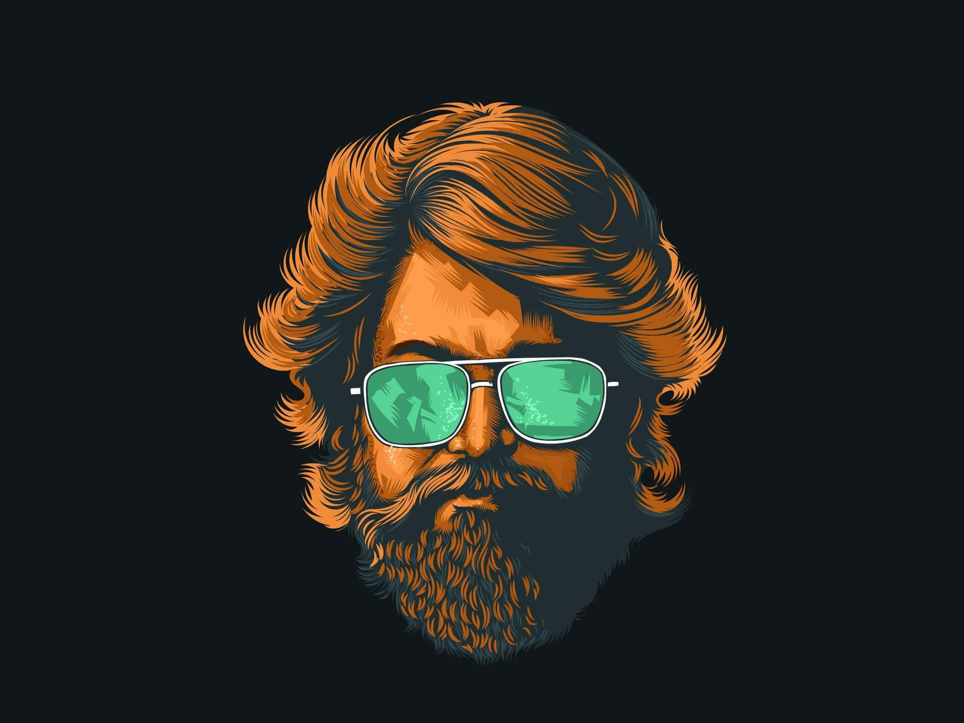 Art Nouveau, bearded man, curly orange hair, Full HD Desktop Wallpaper