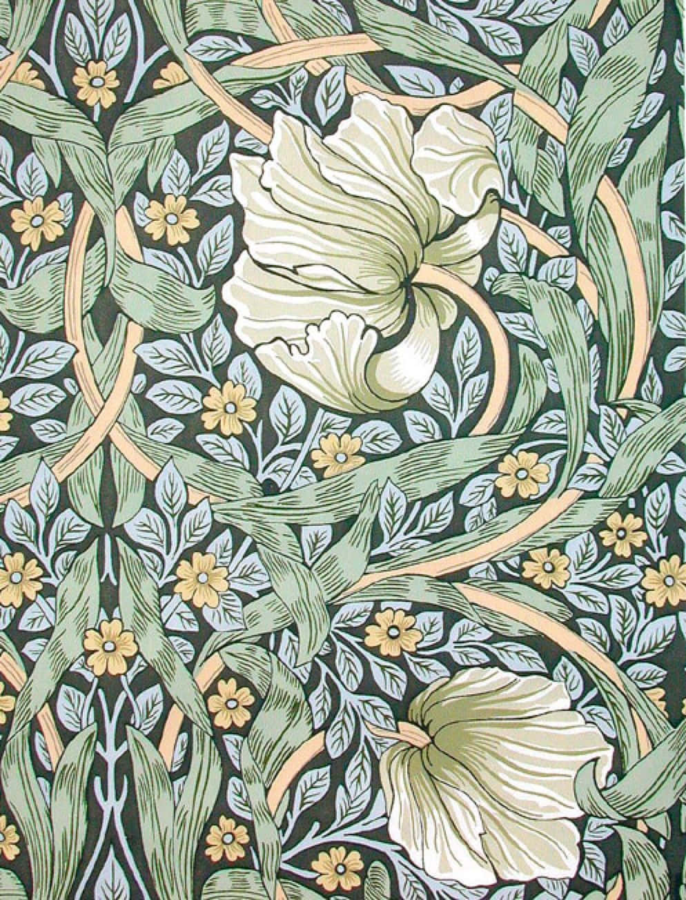 Art Nouveau, woman with birds, floral wallpaper pattern, HD Phone Wallpaper