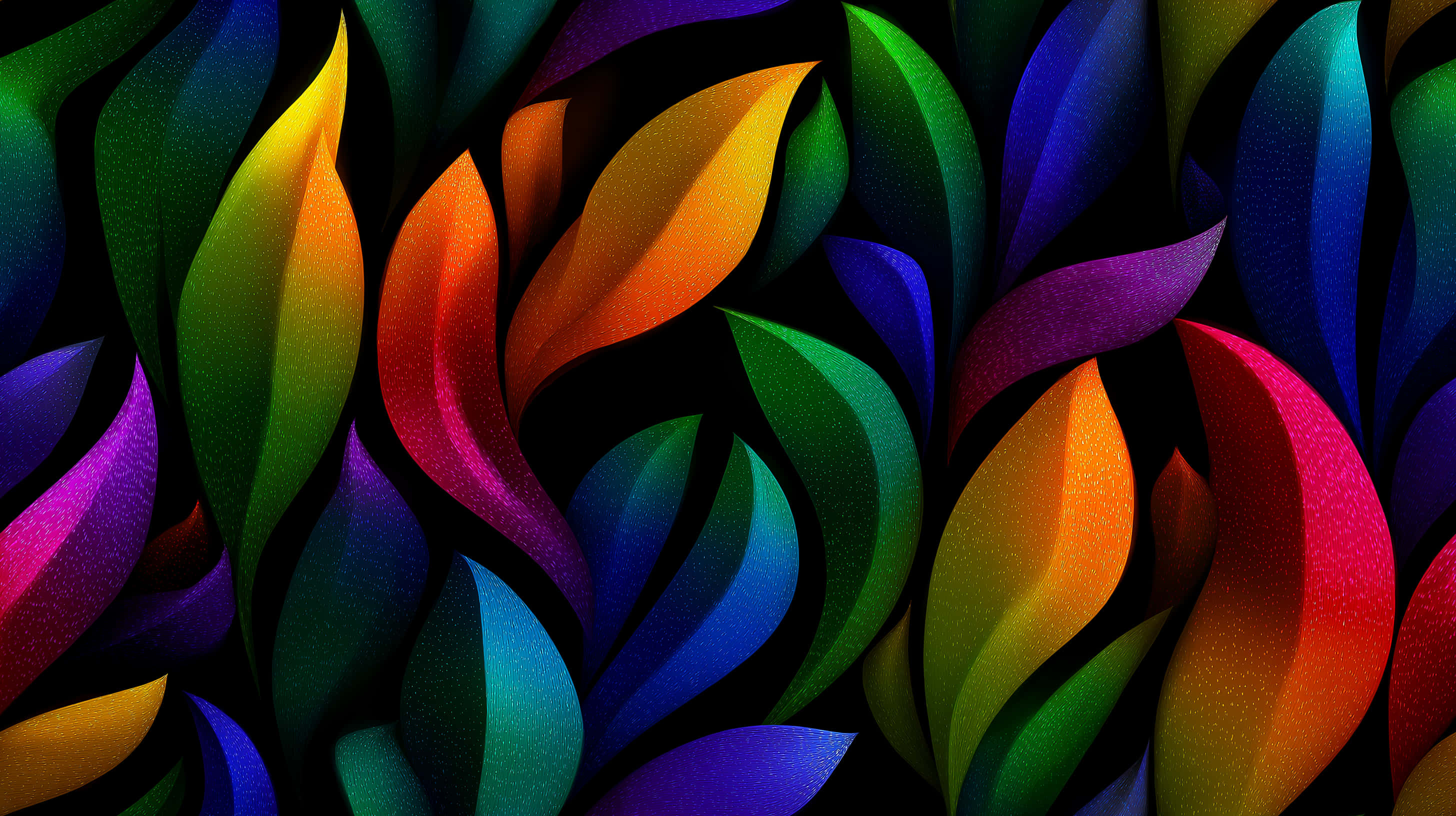 rainbow abstract leaves, seamless pattern, Art Nouveau, 2K Desktop Wallpaper