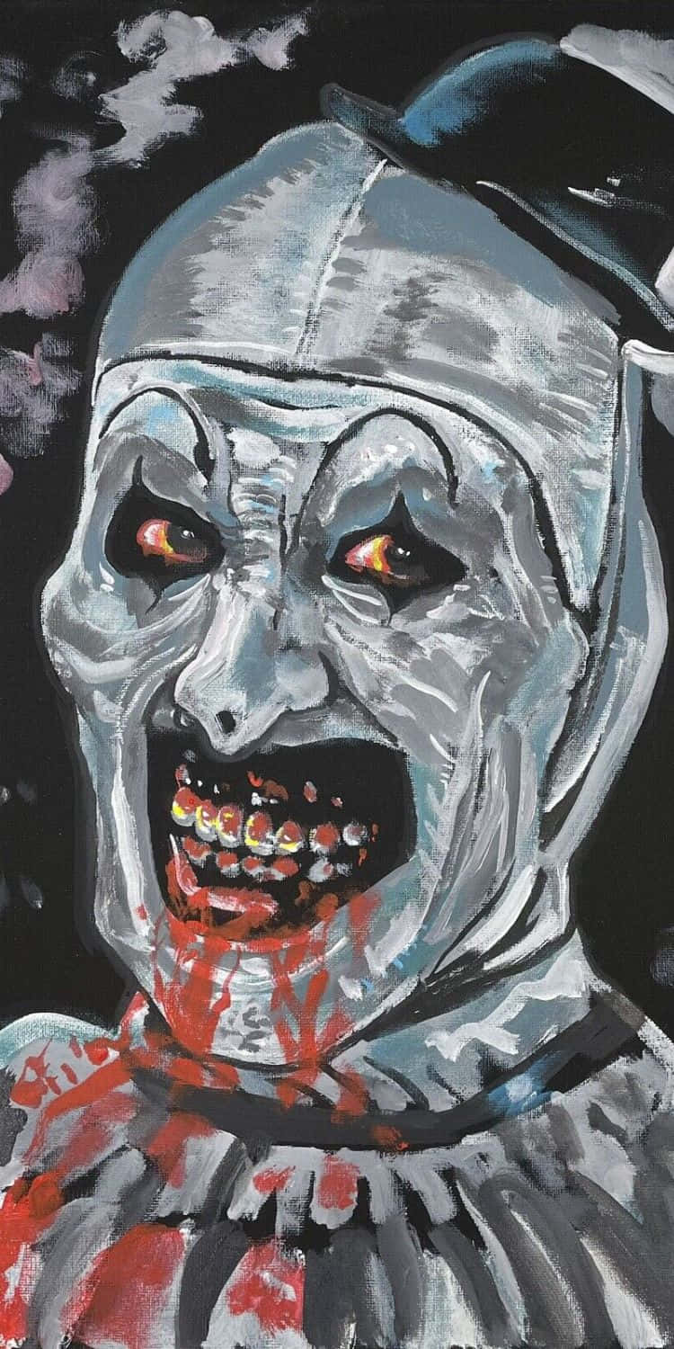 Art The Clown, glowing orange eyes, bloodied mouth, HD Phone Wallpaper