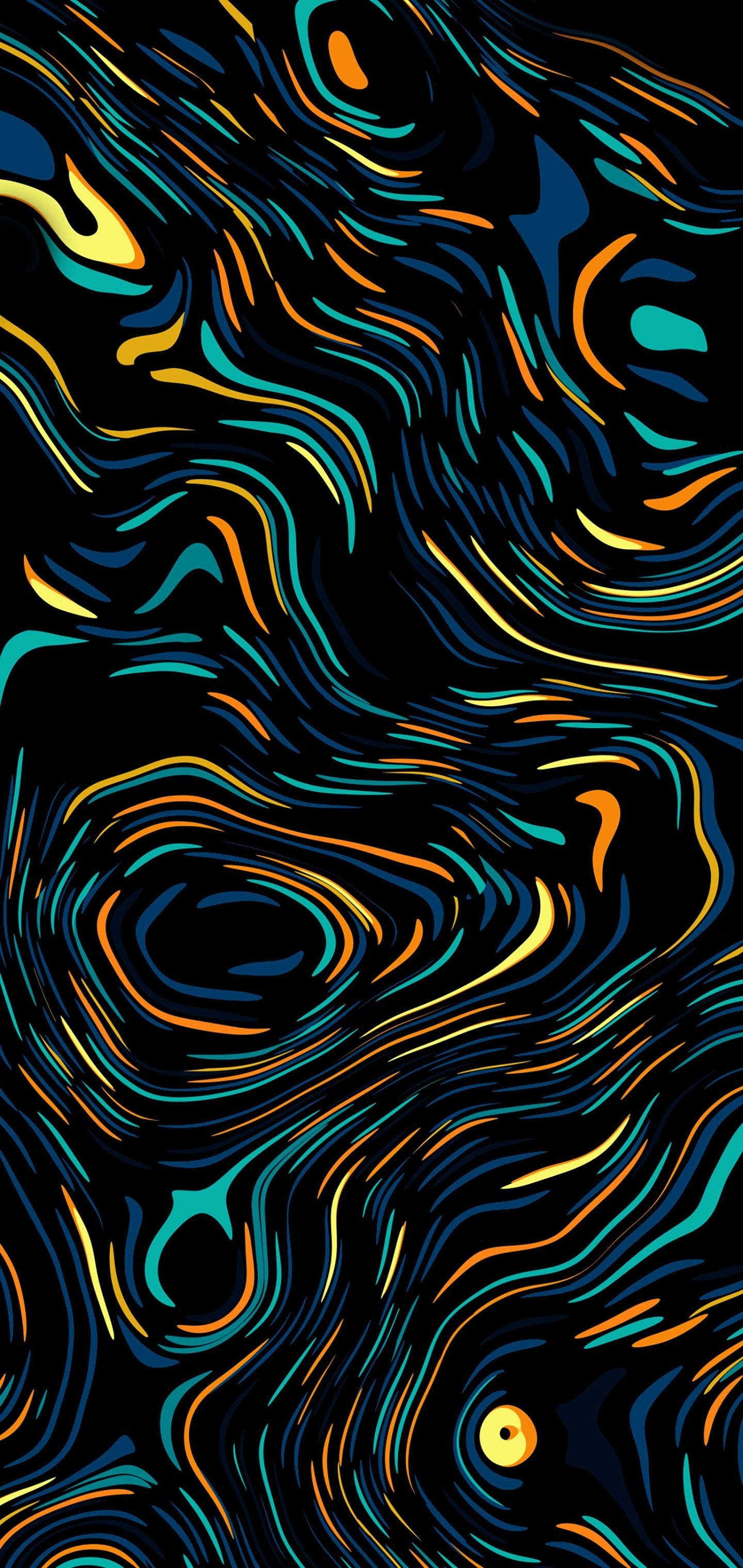 iPhone XR, red, neon swirls, 2K Phone Wallpaper