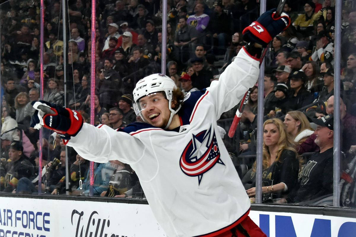 Artemi Panarin, white jersey, celebrates triumphantly, SD Desktop Wallpaper
