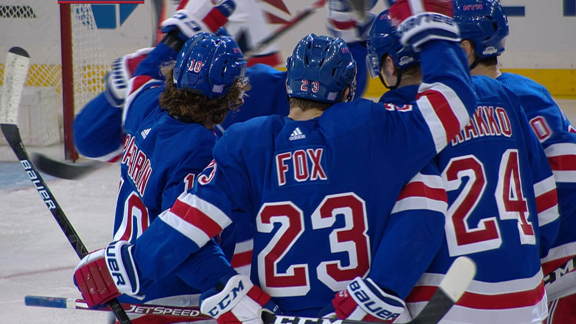 Artemi Panarin, blue red and white jerseys, ice rink, Full HD Desktop Wallpaper