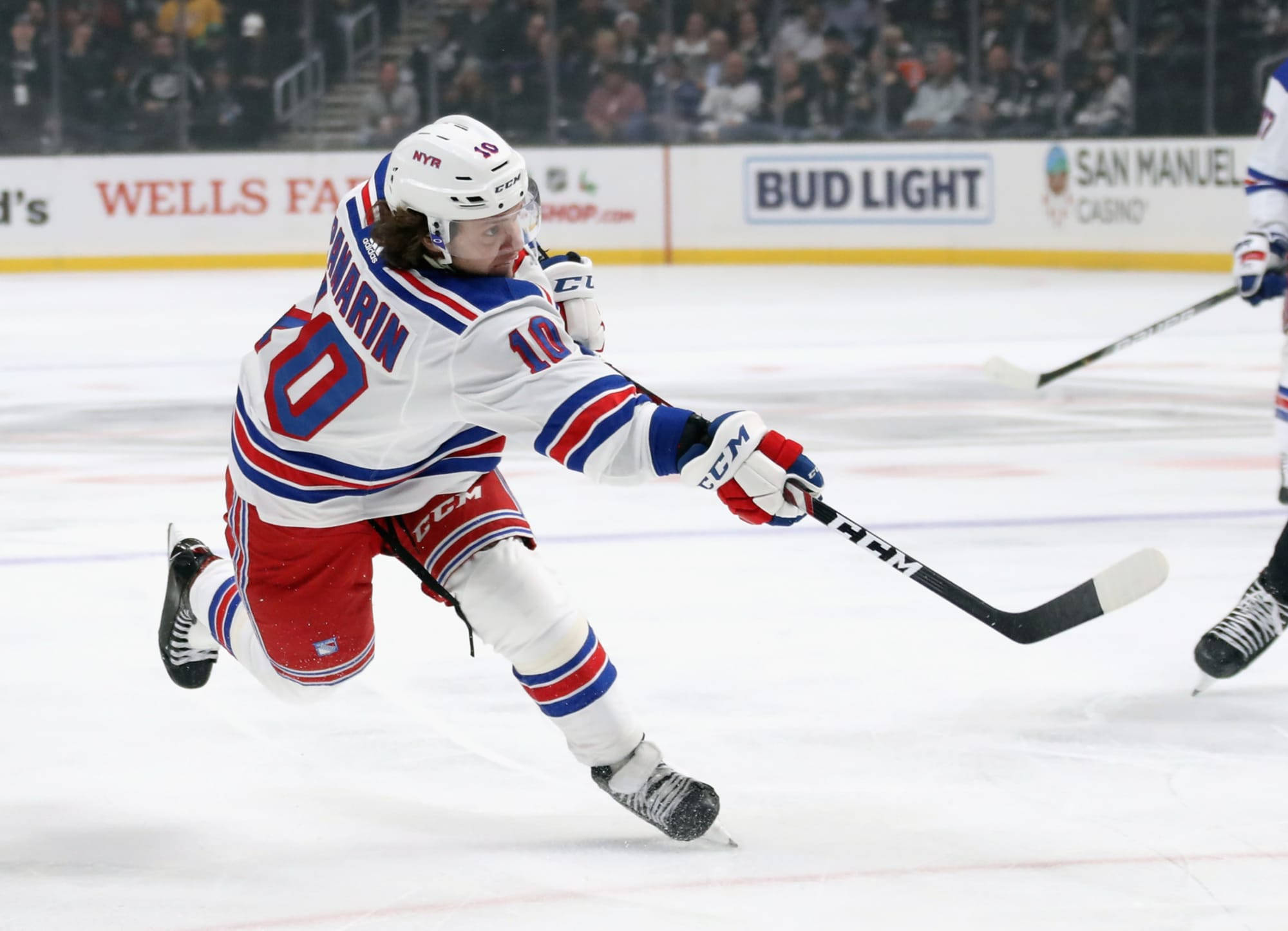 Artemi Panarin, white red and blue uniform, ice, Full HD Desktop Wallpaper