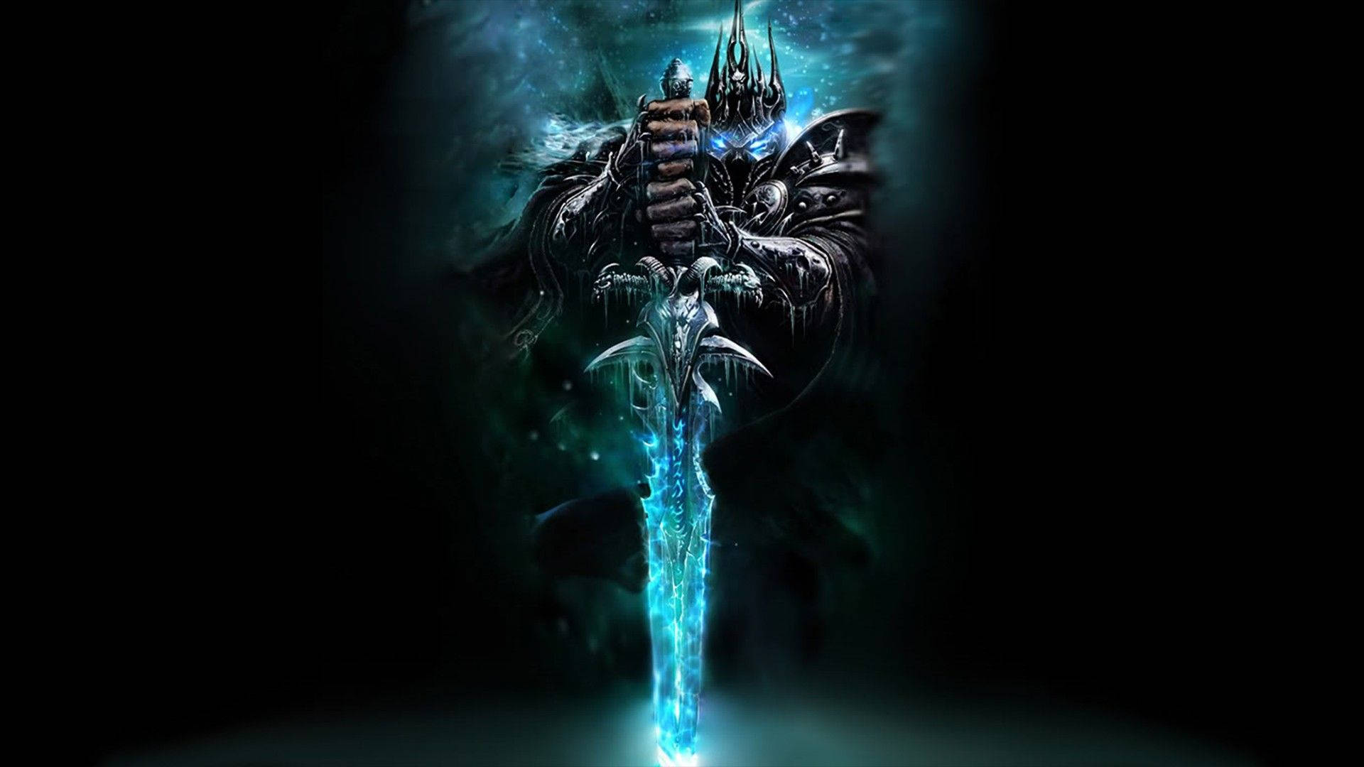 Arthas Menethil, full armor, glowing blue sword, Full HD Desktop Wallpaper