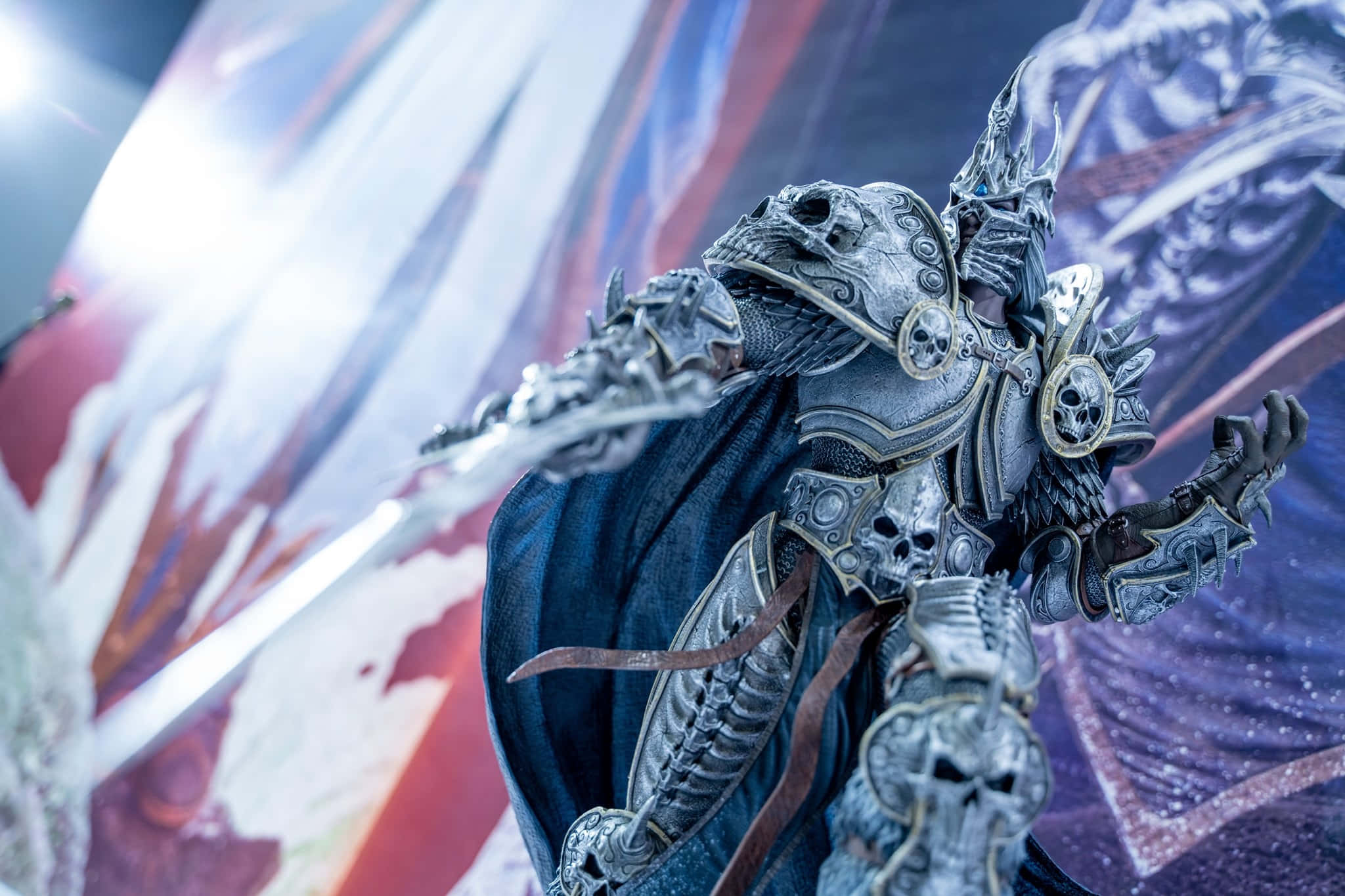 Arthas Menethil, silver armored warrior, skull motifs, Full HD Desktop Wallpaper