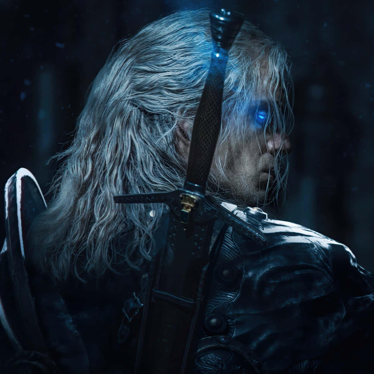 Arthas Menethil, long silver hair, glowing blue eyes, HD Desktop Wallpaper