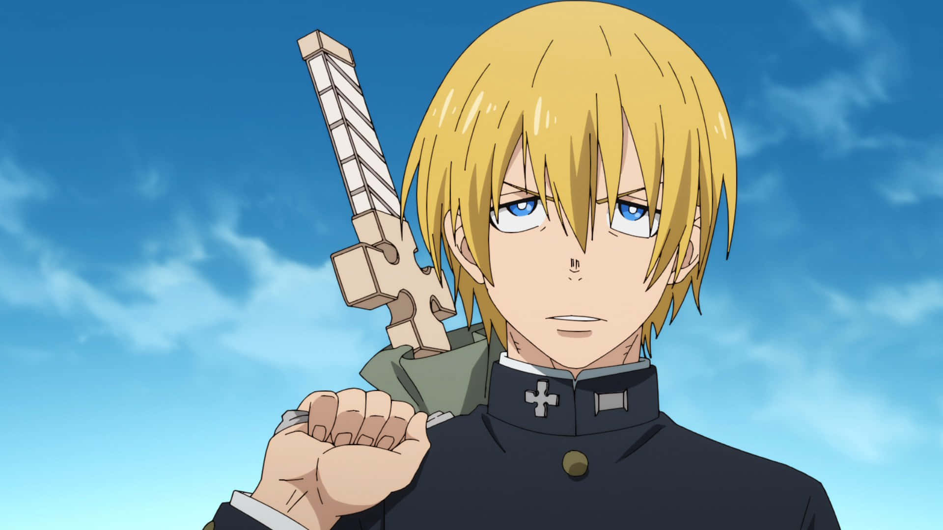 Arthur Boyle, blonde anime boy, dark uniform, Full HD Desktop Wallpaper
