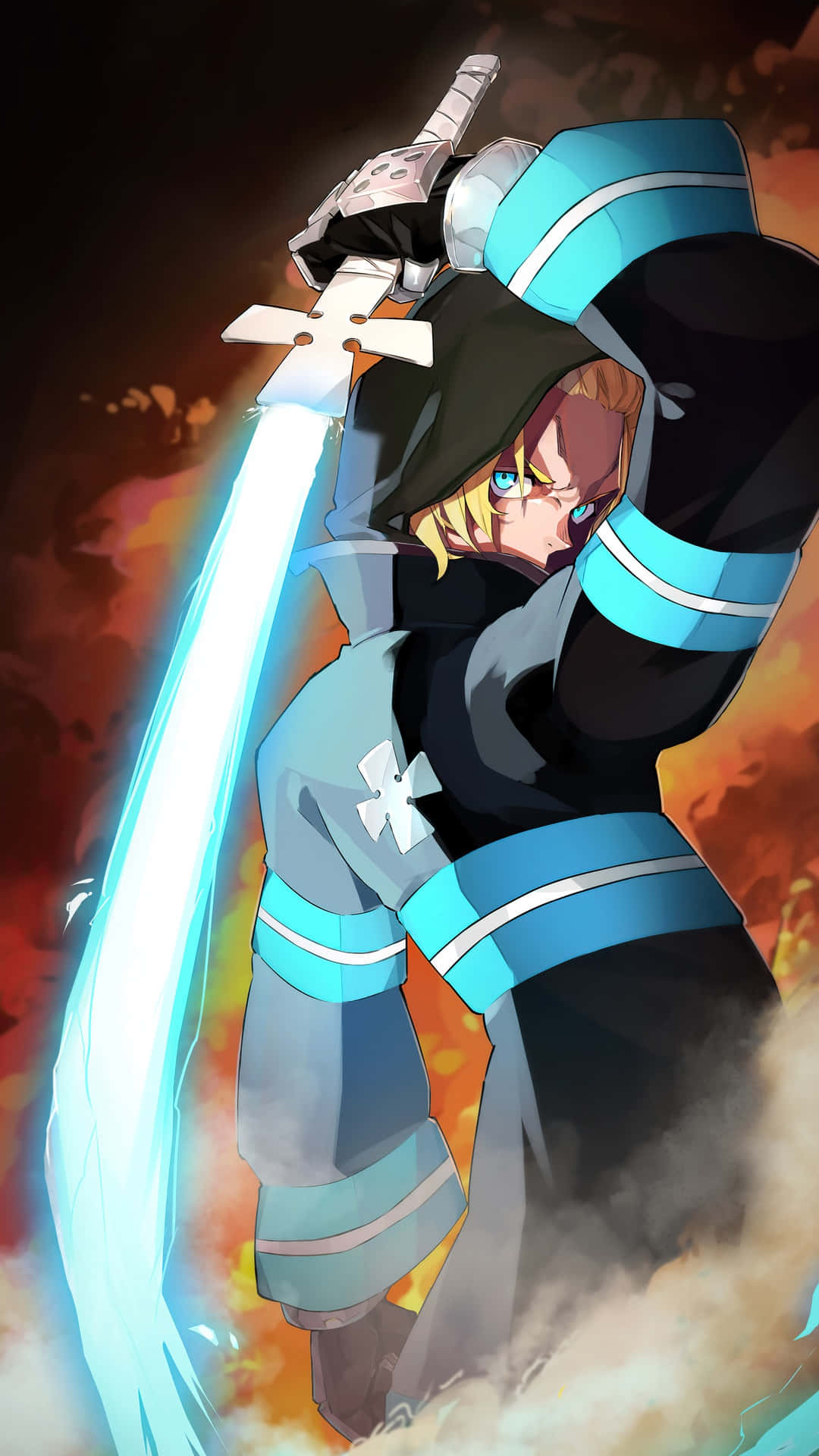 Arthur Boyle, black and blue armor, glowing sword, Full HD Phone Wallpaper