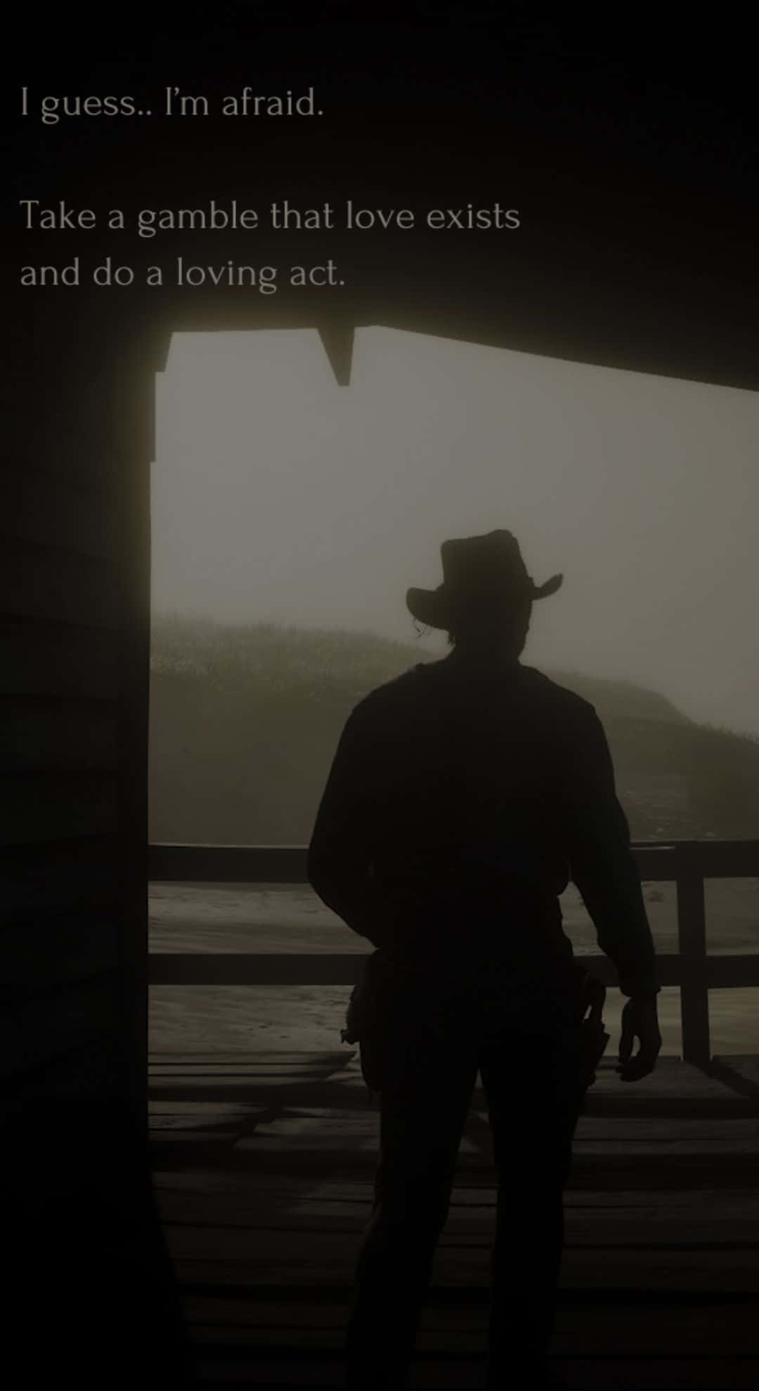 Arthur Morgan, cowboy silhouette, wooden porch, Full HD Phone Wallpaper