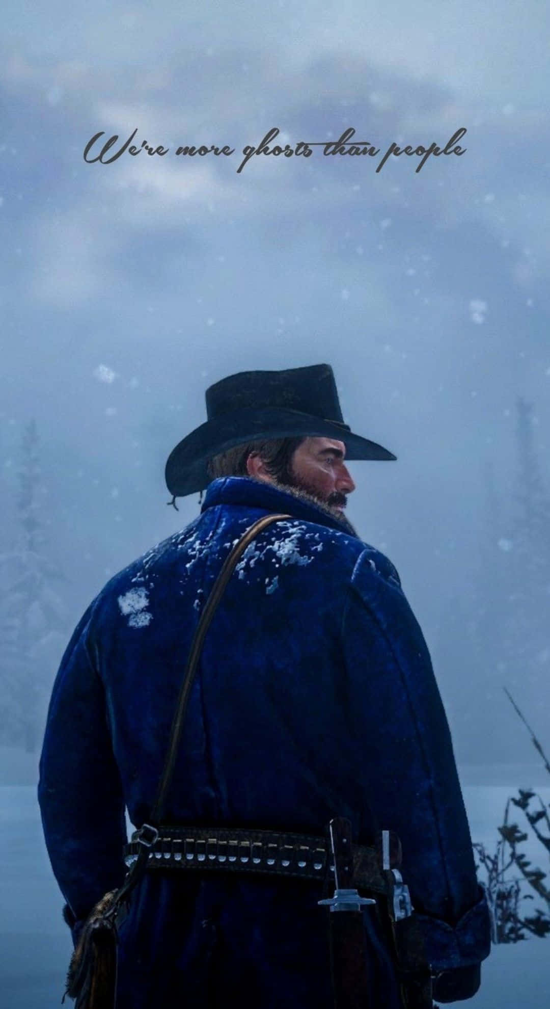 Arthur Morgan, dark blue coat, black hat, Full HD Phone Wallpaper