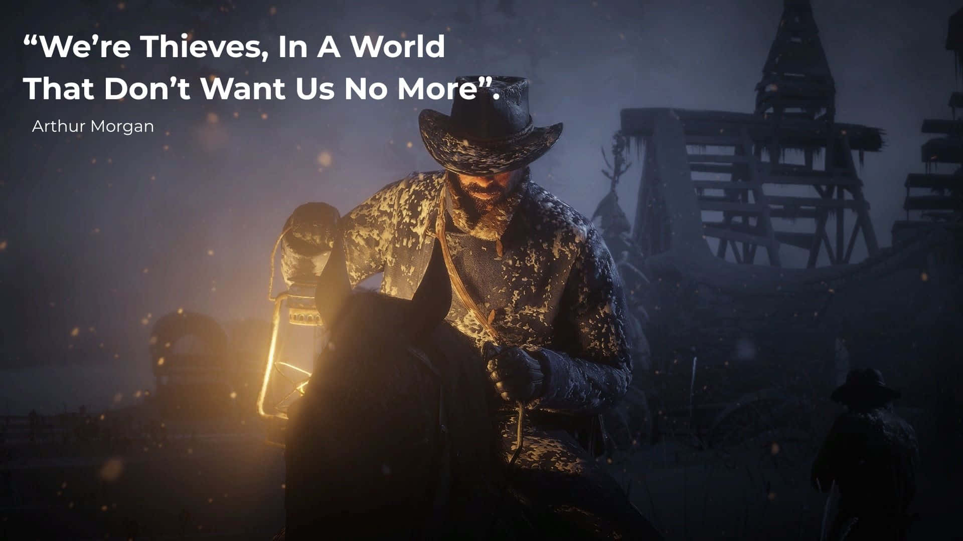 Arthur Morgan, cowboy hat, horse, Full HD Desktop Wallpaper