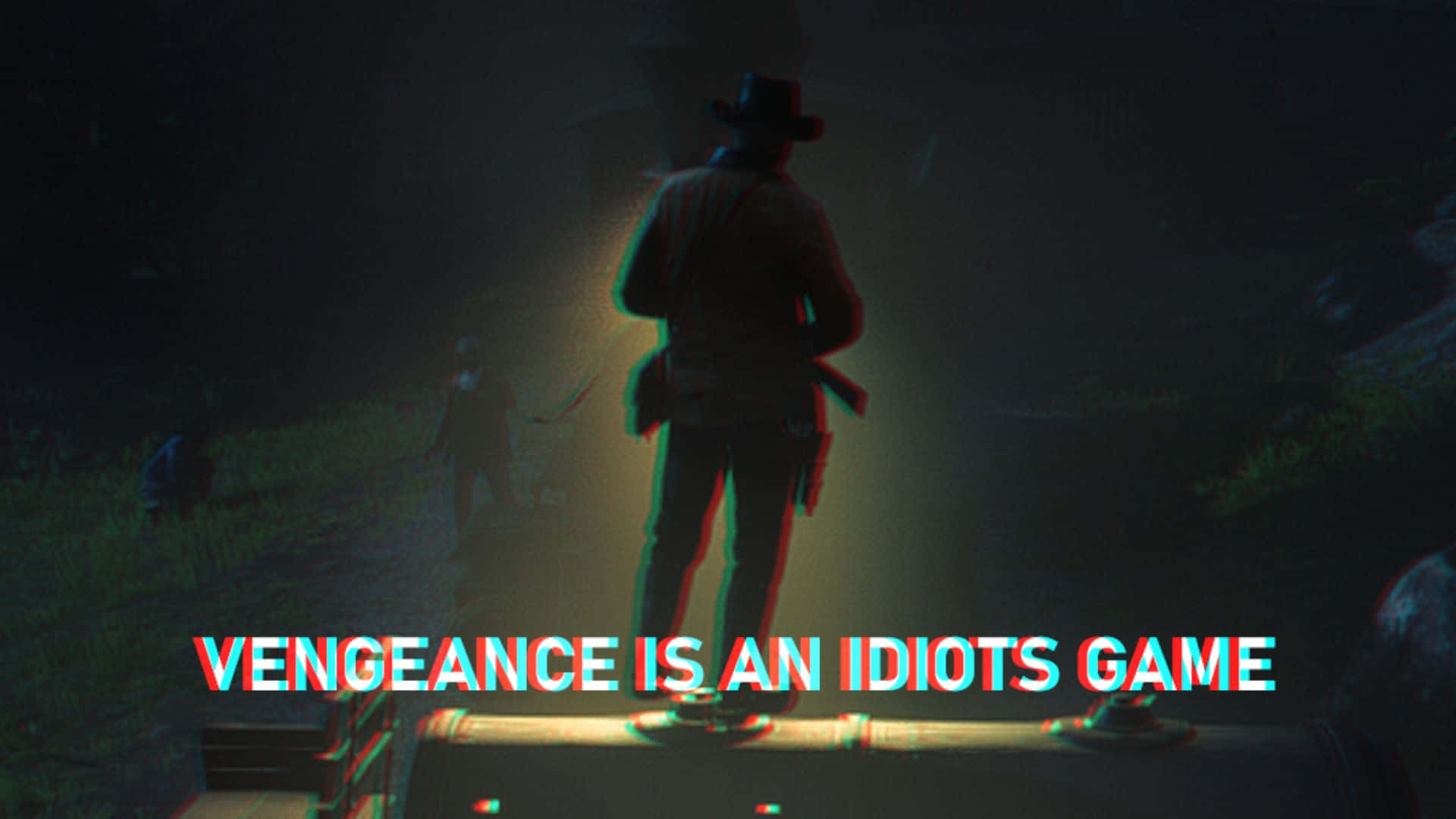 Arthur Morgan, vengeance is an idiots game, cowboy silhouette, Full HD Desktop Wallpaper