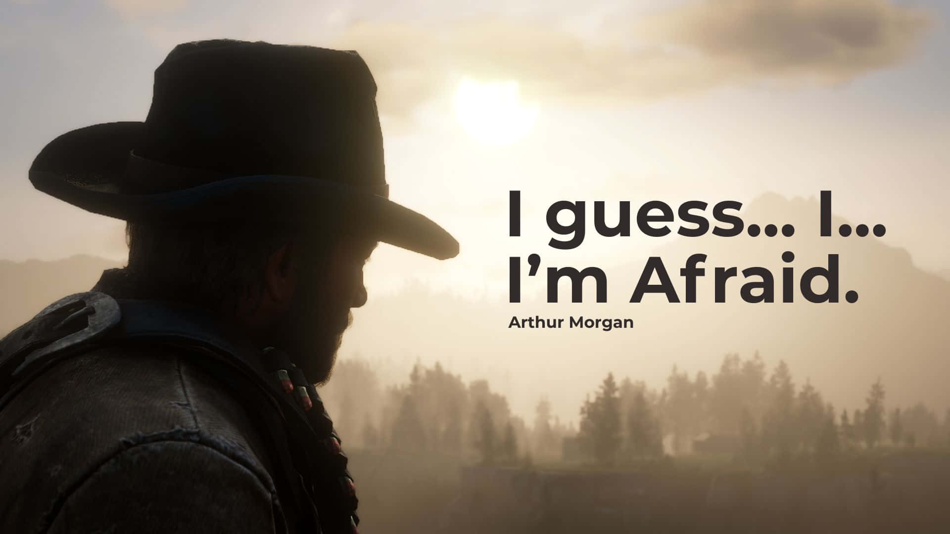 Arthur Morgan, silhouette, hazy sunrise, Full HD Desktop Wallpaper