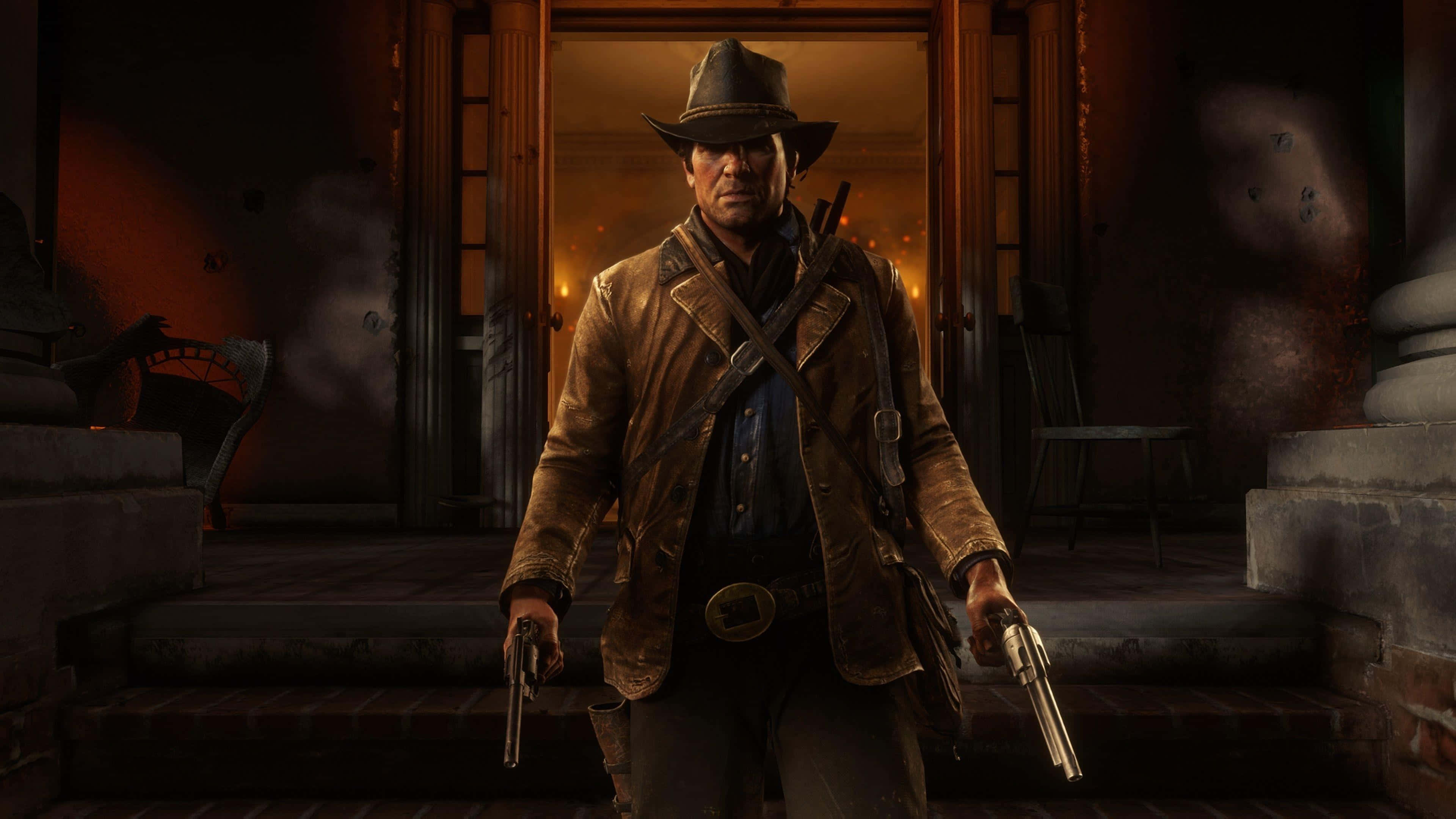 Arthur Morgan, brown coat, hat, 4K Desktop Wallpaper