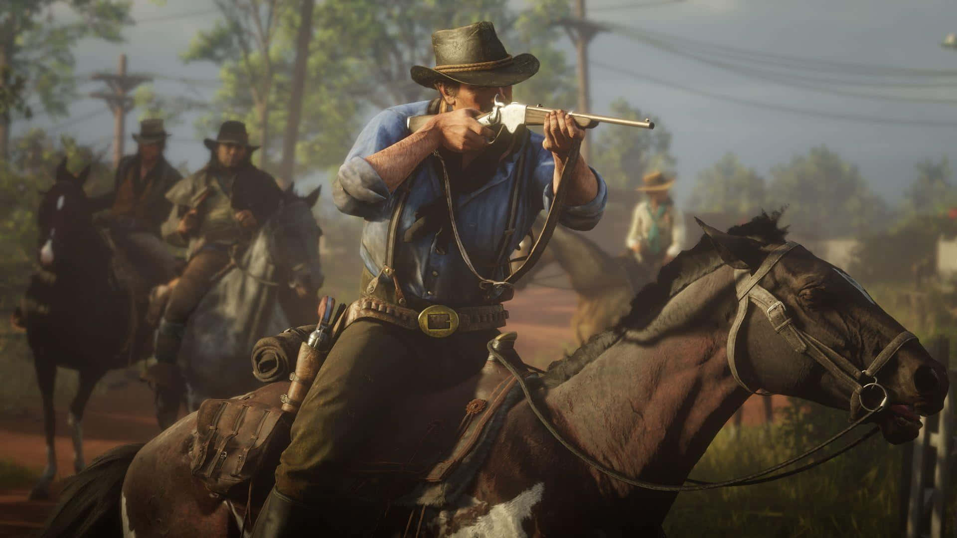 Arthur Morgan, cowboy, horse, Full HD Desktop Wallpaper